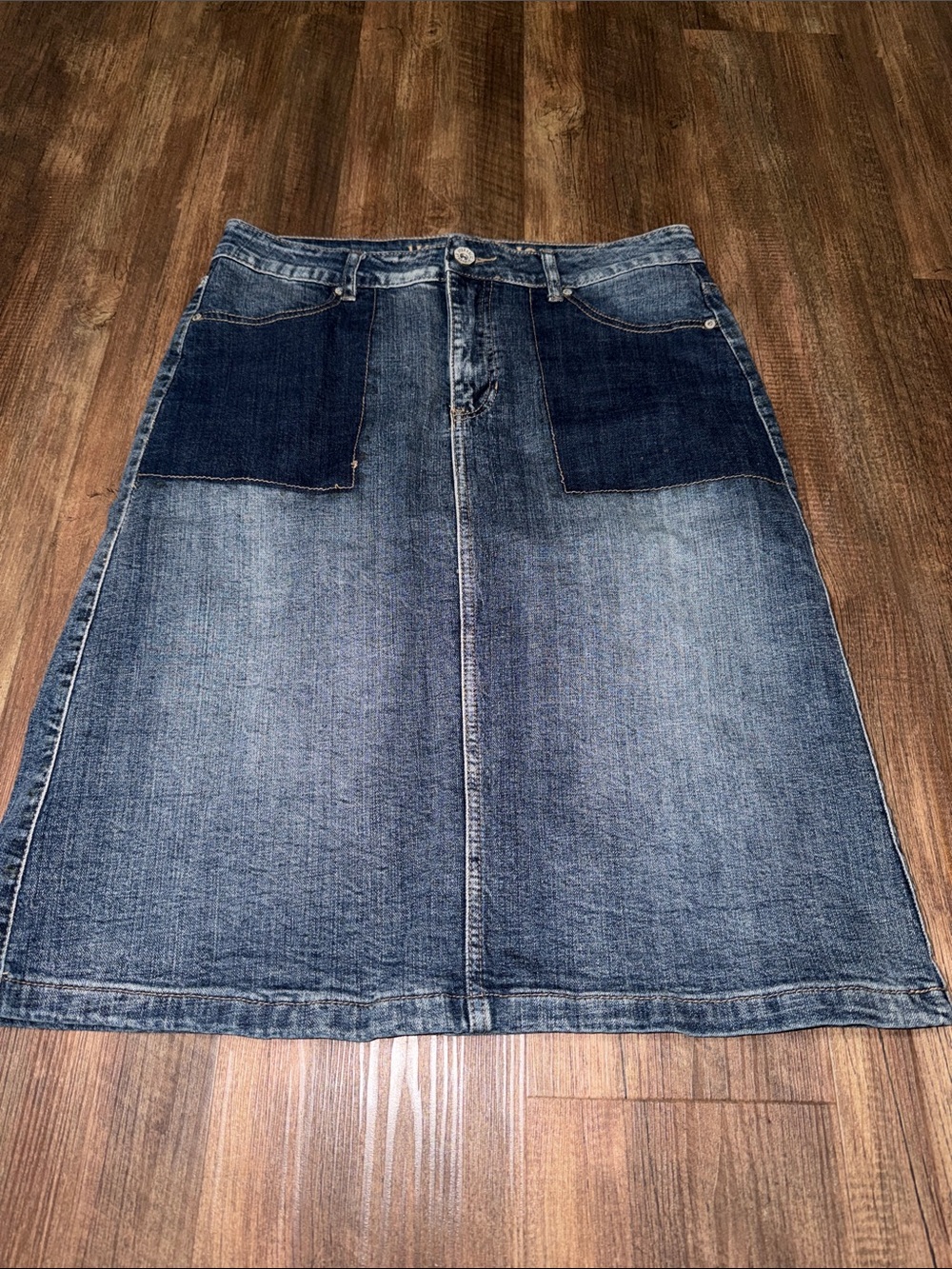 HYDRAULIC Jean Skirt Womens size 10 Midi Denim Zip Fly Y2K